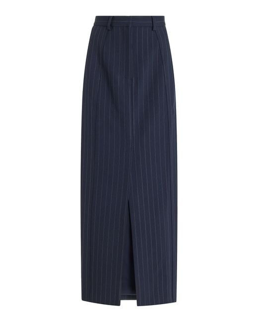 Significant Other Blue Pinstriped Maxi Pencil Skirt