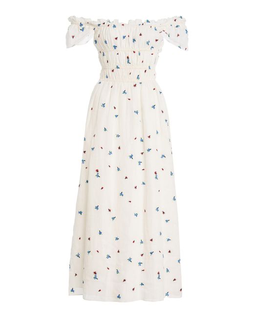 Altuzarra White Lily Linen Midi Dress