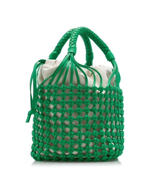 Bottega Veneta Green Intrecciato Leather Macrame Tote Bag