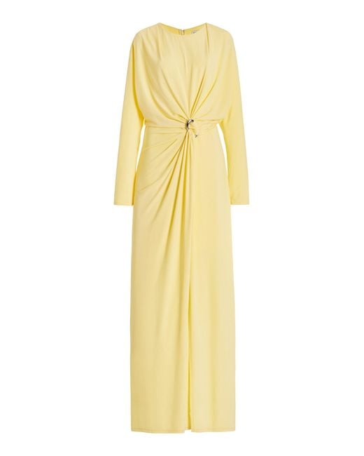 Jonathan Simkhai Yellow Maise Ring-detailed Crepe Maxi Dress