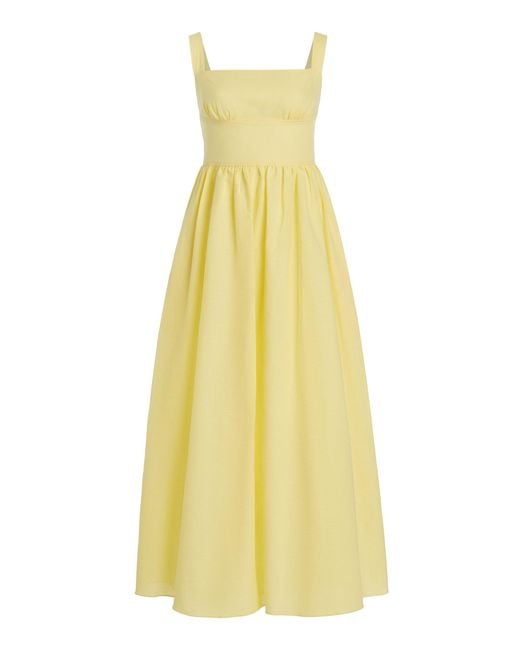 Matteau Yellow Exclusive Crossback Linen-Cotton Maxi Dress