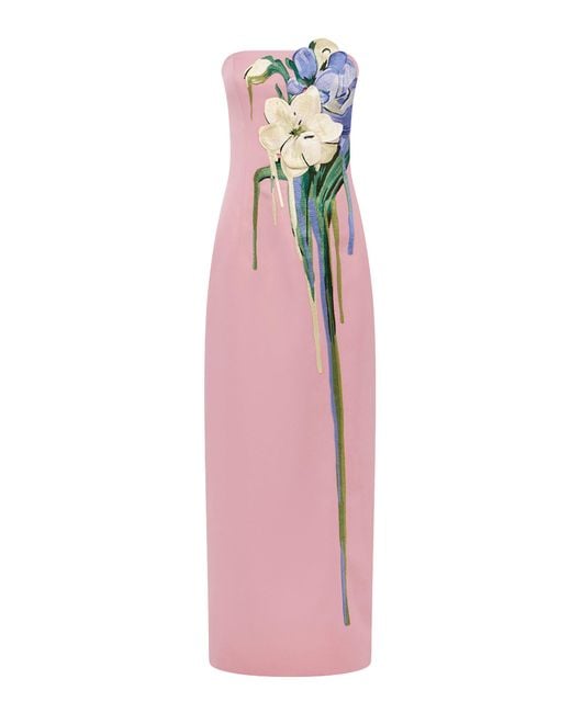 LEO LIN Pink Rayna Floral-Embroidered Maxi Dress