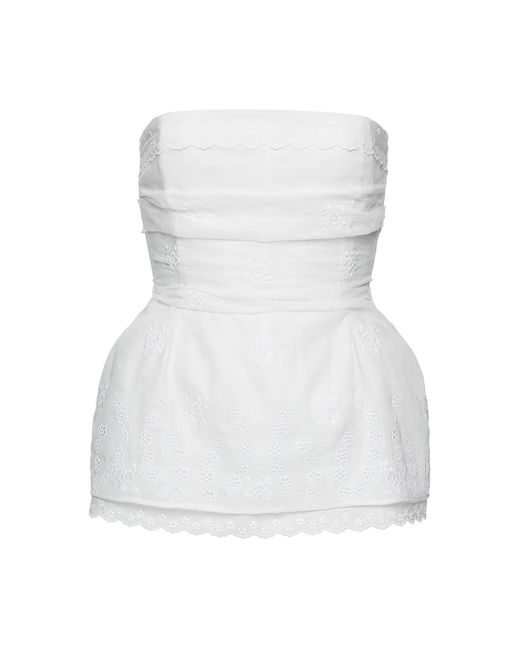 Magda Butrym White Lace-Trimmed Cotton-Blend Corset Top