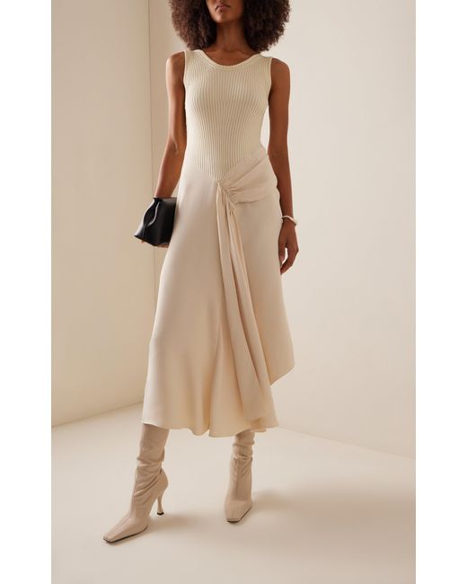 Victoria Beckham White Tie-detailed Midi Dress