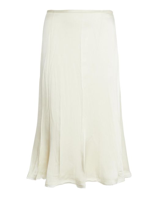Jil Sander White Wool-Blend Midi Skirt
