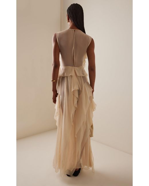 Altuzarra Natural Gigi Ruffled Silk Maxi Dress