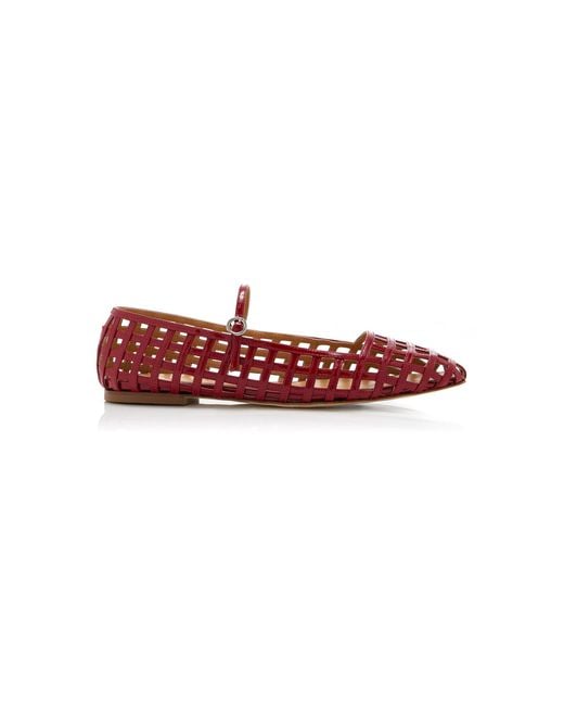 Aeyde Red Uma Caged Patent Leather Flats
