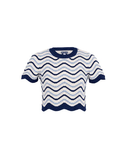 Lena Hoschek Blue Samia Cotton-Blend Knitted Top