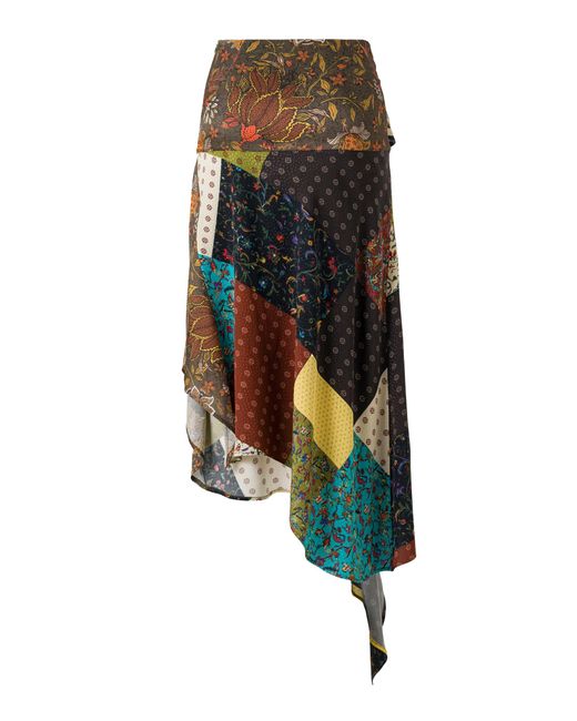 Siedres Multicolor Lumier Patchwork Satin Midi Skirt