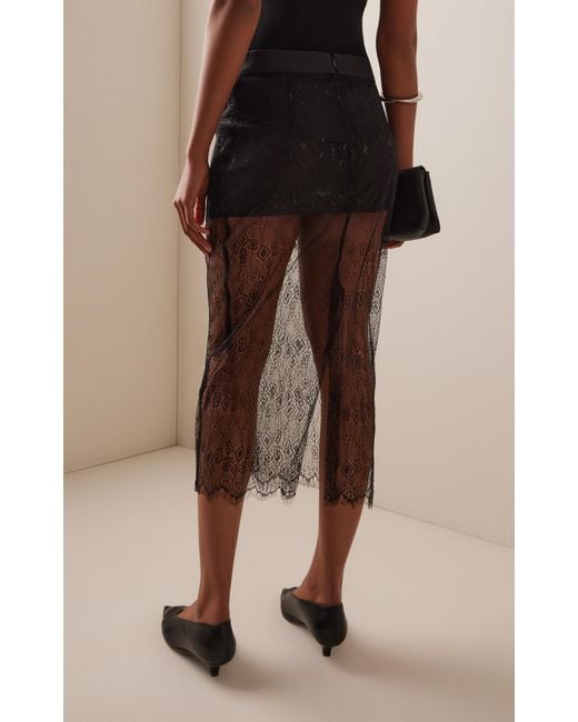 Frankie Shop Black Alrose Lace Midi Skirt