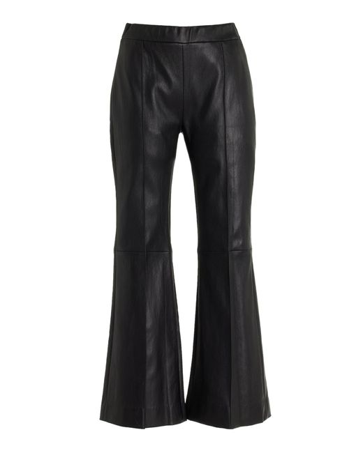 Rosetta Getty Black Cropped Leather Flared Pants
