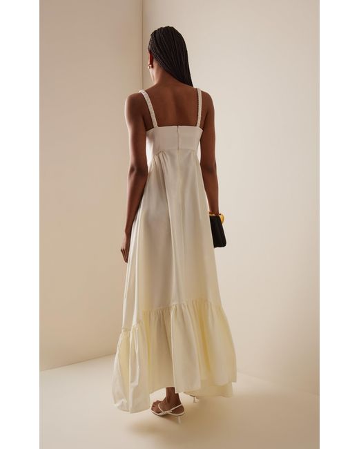 Anna October Snowdrop Asymmetric Cotton-blend Maxi Dress in White