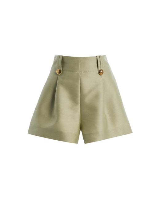 Zimmermann Green Luna Wool-Silk Tailored Shorts