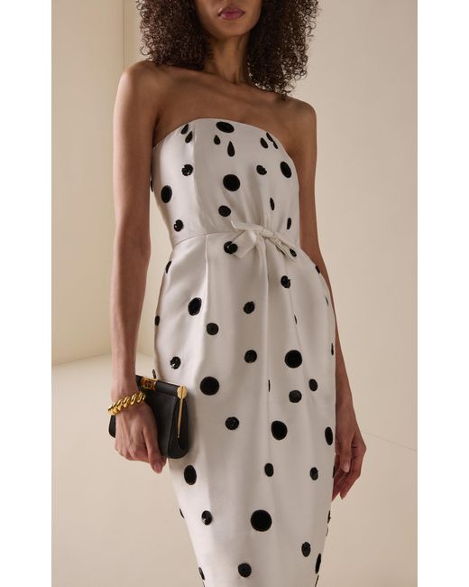 BERNADETTE White Lenette Embroidered Satin Maxi Dress