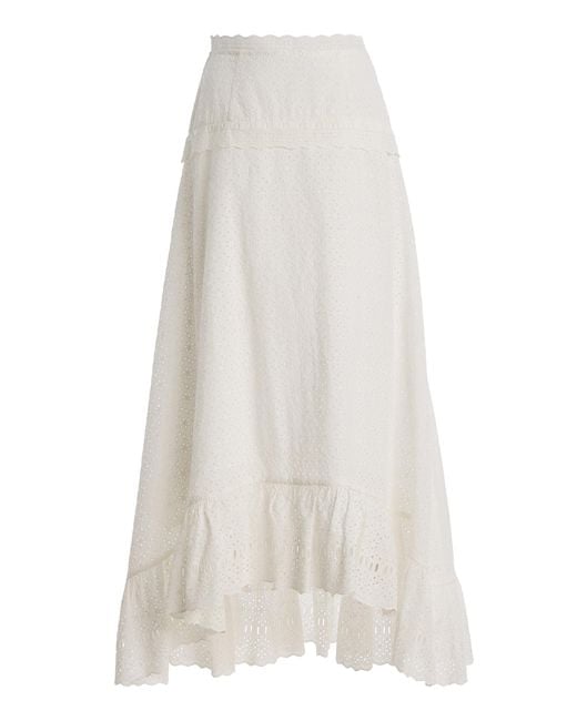Ulla Johnson White Violetta Eyelet Cotton Skirt