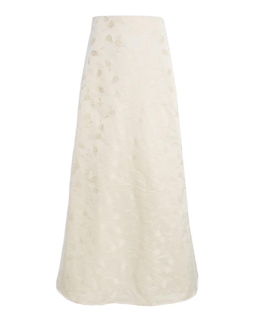 Mel Usine White Nadege Falling Rose Jacquard Field Skirt
