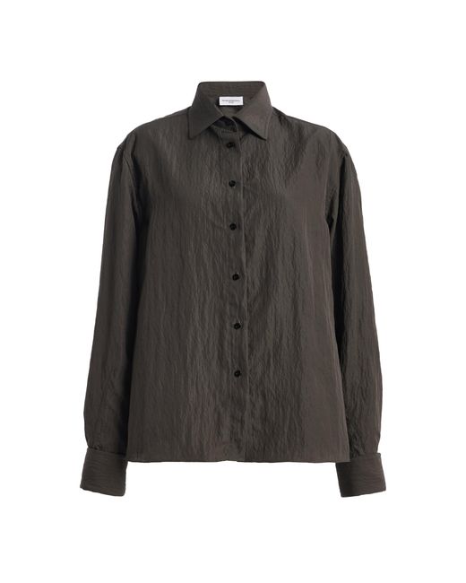 Brandon Maxwell Black The Francesca Seersucker Shirt