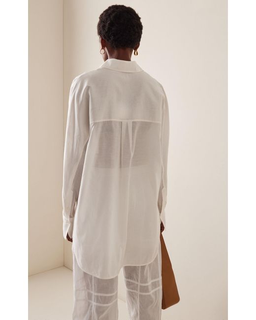 Totême  White Kimono-sleeve Cotton-blend Shirt