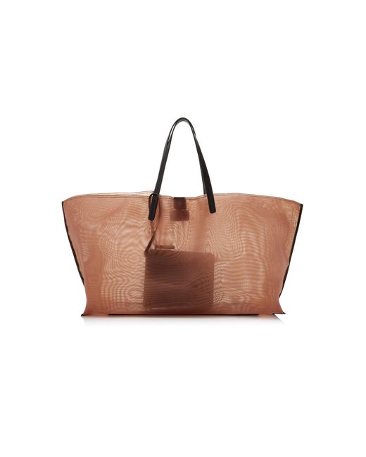 Staud Brown Christos Large Mesh Tote Bag