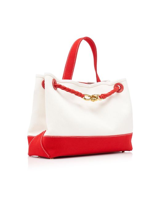 Bottega Veneta Red Andiamo Canvas Tote Bag