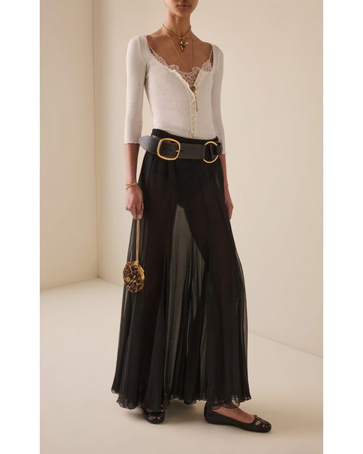 Chloé Black Organic Silk Mousseline Maxi Skirt