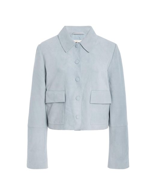 By Malene Birger Blue Annie Cropped Suede Jacket