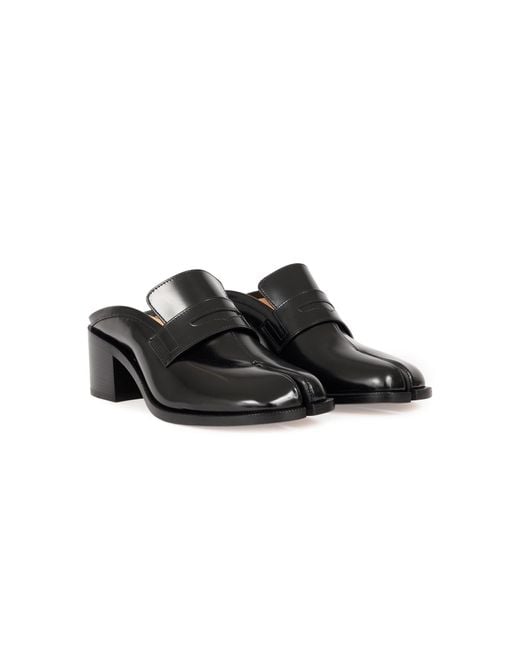 Maison Margiela Black Tabi City Leather Loafer Mules