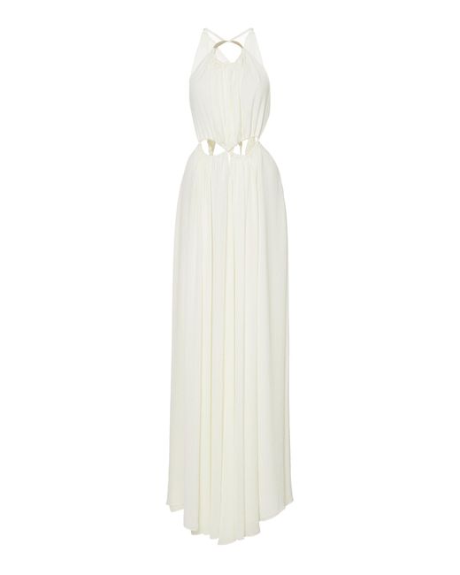 Cult Gaia White Aphrodite Halter Maxi Dress