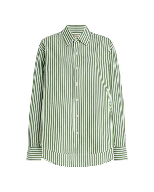 Comme Si Green La Classica Striped Cotton-Poplin Shirt