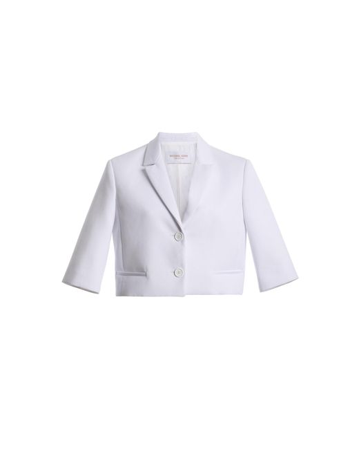 Michael Kors White Bolero Cropped Cotton-Blend Blazer