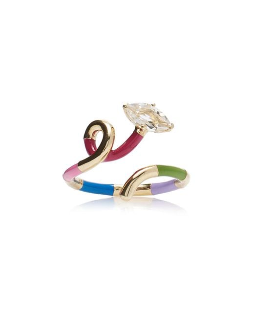 Bea Bongiasca Blue 9k Gold, Crystal, And Enamel Ring