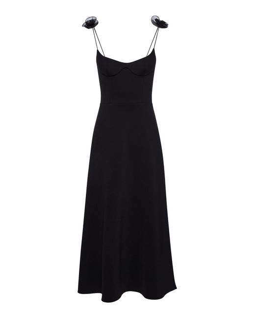 Magda Butrym Black Floral-detailed Midi Dress