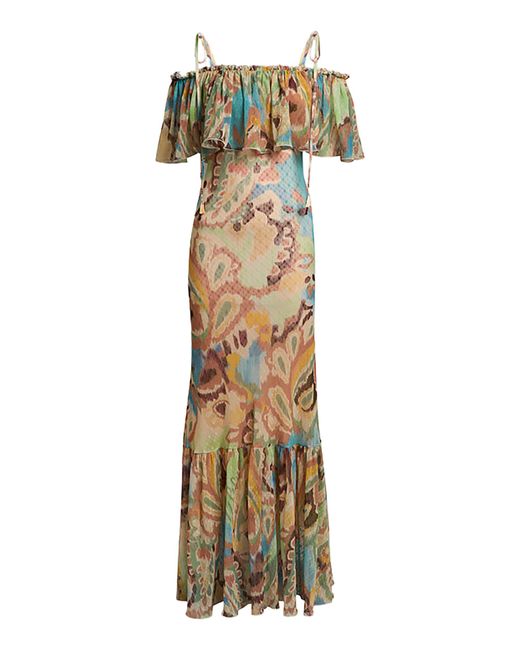 Etro Metallic Off-The-Shoulder Maxi Dress