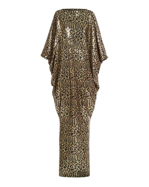 Taller Marmo Green Truman Metallic Animal Print Kaftan