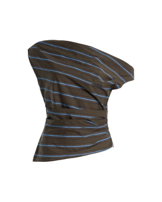 Staud Black Phare Striped Cotton Top