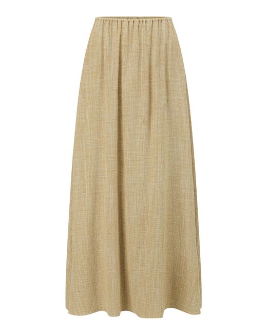 Into The East Natural A-Line Silk Maxi Skirt