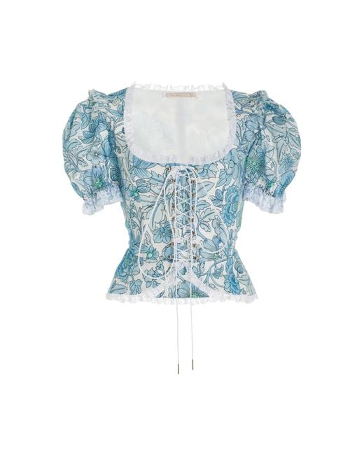 The Vampire's Wife Blue The Heidi Lace Corset Top