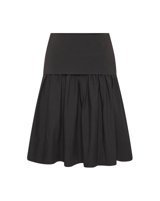 St. Agni Black Circle Hem Gathered Cotton Skirt