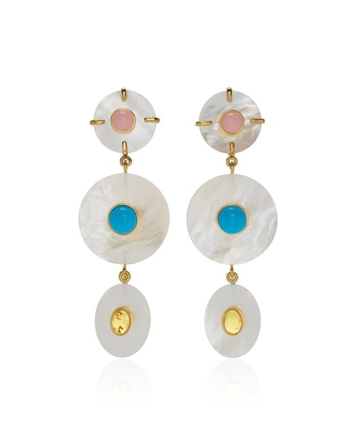 Lizzie Fortunato White Tropic Mother-of-pearl Multi-stone Earrings