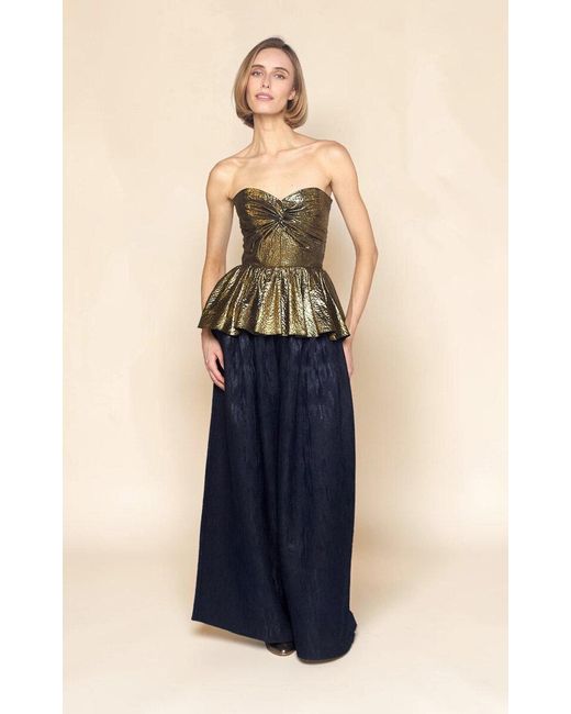 Lena Hoschek Blue Salma Cotton-Blend Top