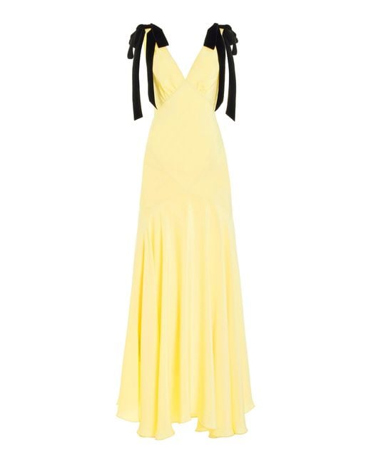Rodarte Yellow Ribbon-detailed Silk-crepe Maxi Dress