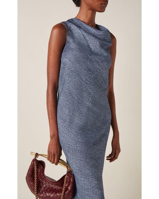 Bottega Veneta Blue Denim-print Midi Dress