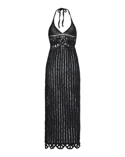 Akoia Swim Black Exclusive Crocheted Cotton Midi Dress