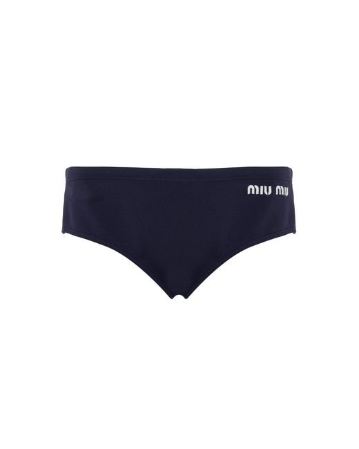 Miu Miu Blue Logo-knit Nylon Panties