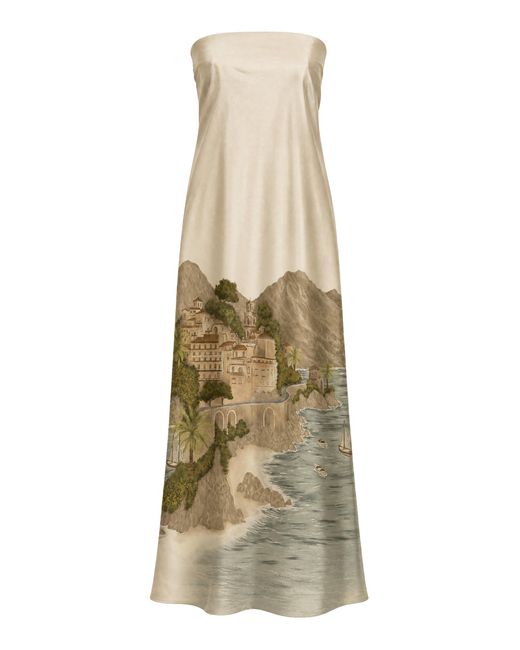 ANDRES OTALORA Natural Roca Caliza Satin Maxi Dress