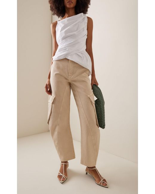 J.W. Anderson White Rigid High-rise Tapered Cargo Jeans