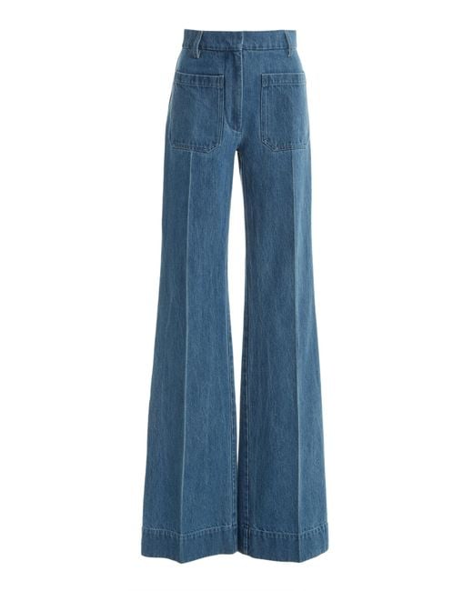 Victoria Beckham Blue Rigid High-rise Flared Jeans