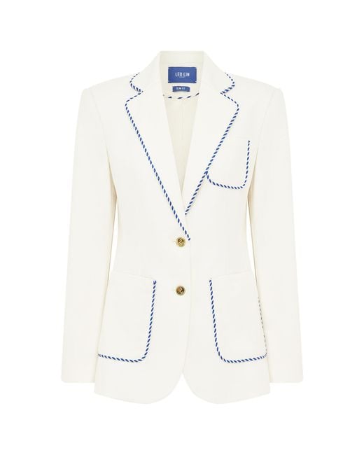 LEO LIN White Jillian Wool-Blend Blazer