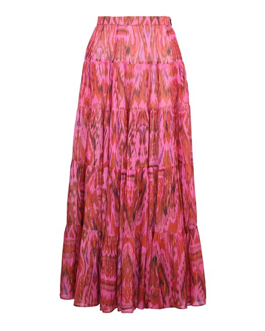 Lena Hoschek Red Carmen Silk-Blend Midi Skirt