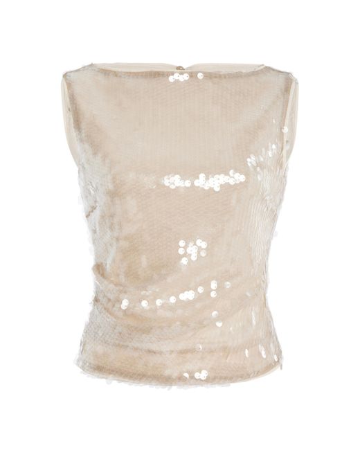 Staud Natural Eton Sequined Top